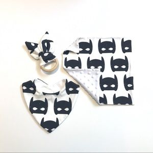 Baby bib, teething ring, security blanket